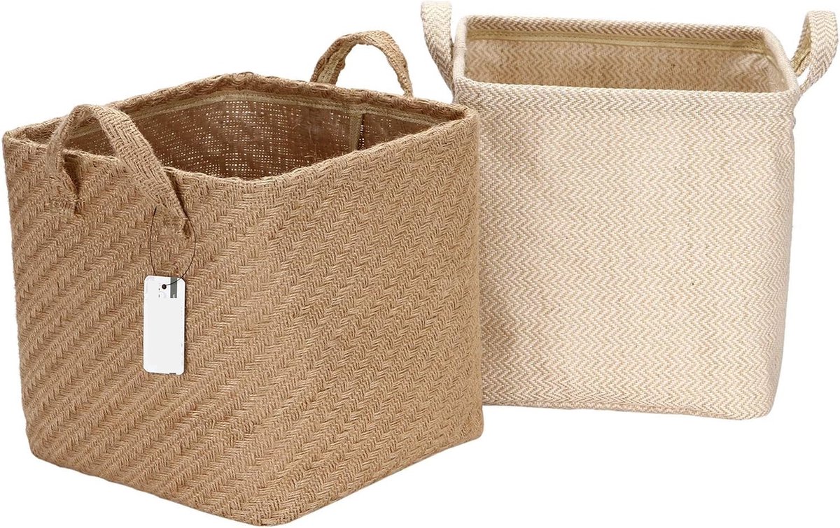 Opbergzadeltassen Jute en Katoen Linnen Opbergcompartiment met Decoratieve Handgreep voor Toiletartikelen Huisbenodigdheden Diverse Speelgoed